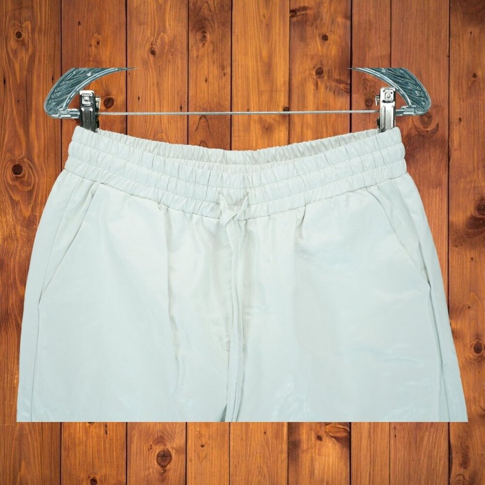 NWT Lotus Eaters Women's Provider Off-White Pants 100%‎ PU Sz M Elastic Waist - Picture 3 of 7